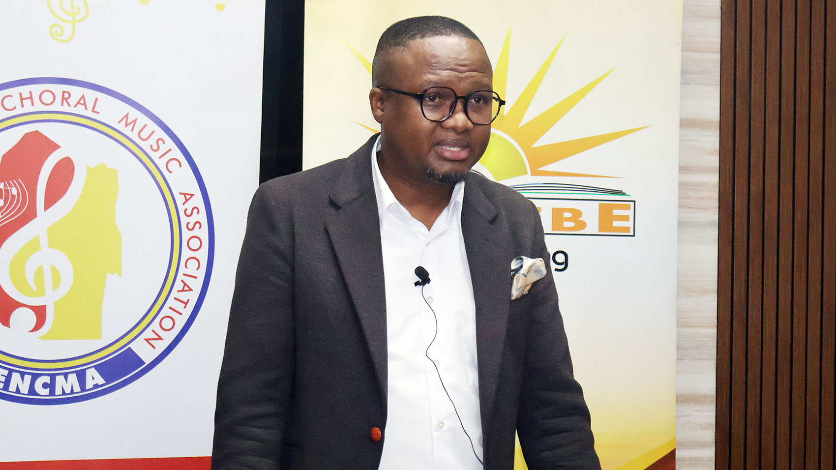 The President of the Eswatini National Choral Music Association Sihle Gumbi appreciating the sponsorship. 